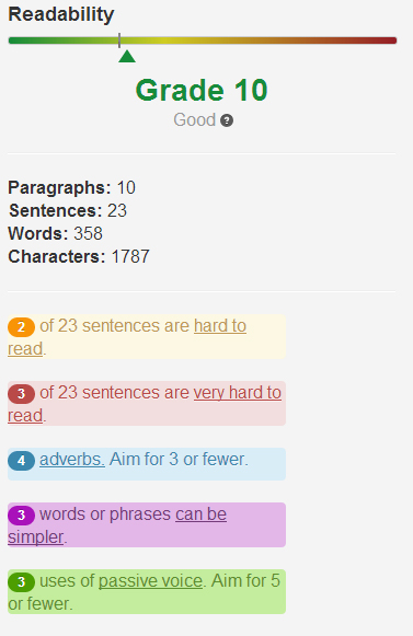 Hemingway's grading section
