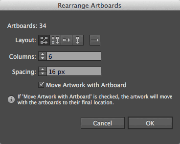 Rearrange artboards panel