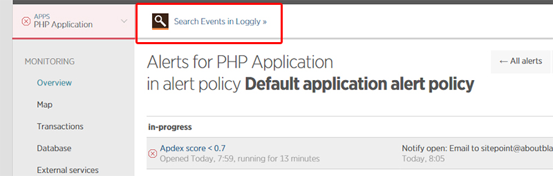 Loggly's event search functionality