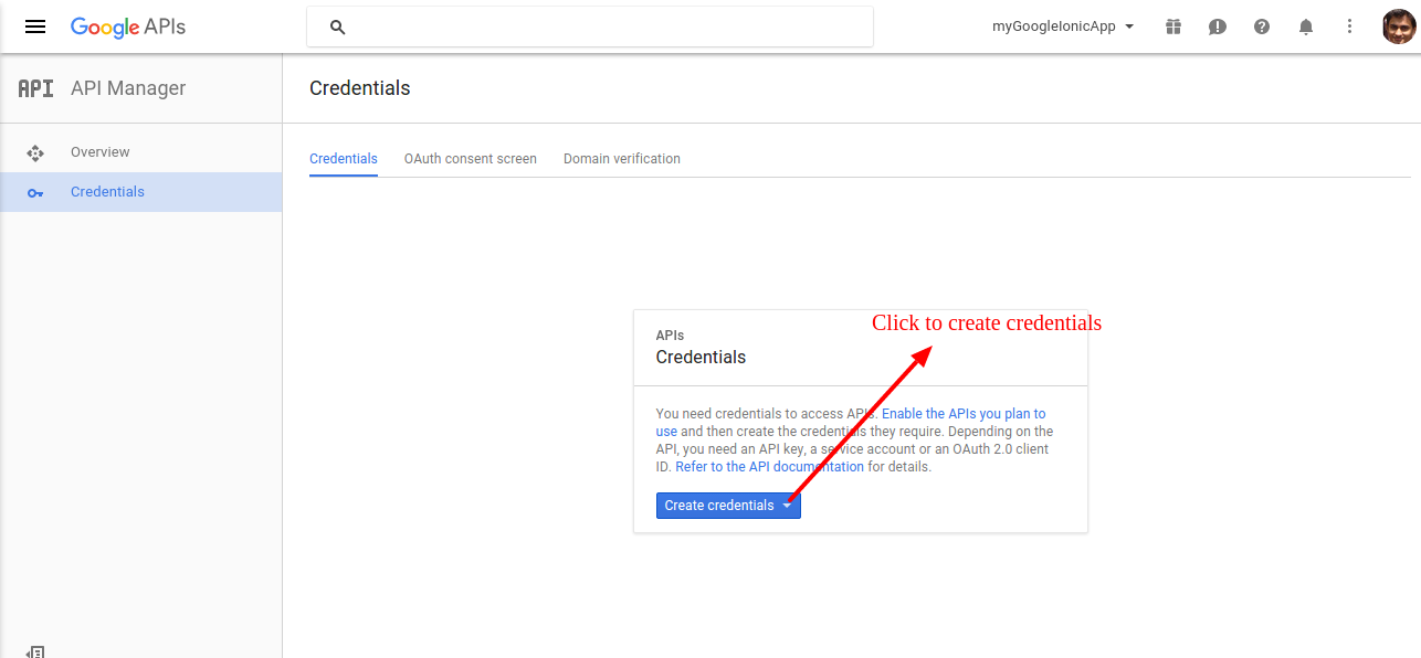 Create credentials 