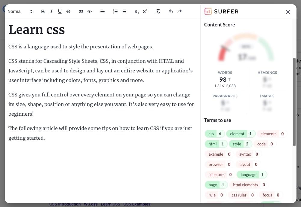Keyword Surfer Content Editor