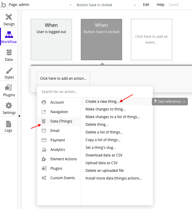 Save button workflow